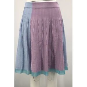 i-am-chen blue and purple knit knee length fit and flare skirt size Small